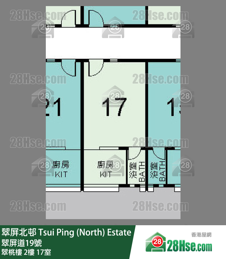 翠屏北邨 翠桃樓 2樓 17室 平面圖