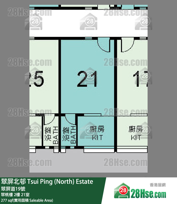 翠屏北邨 翠桃樓2樓 21室 平面圖