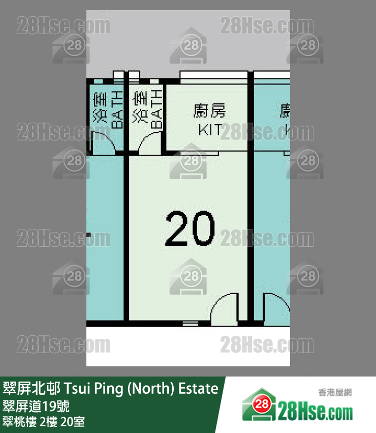 翠屏北邨 翠桃樓2樓 20室 平面圖