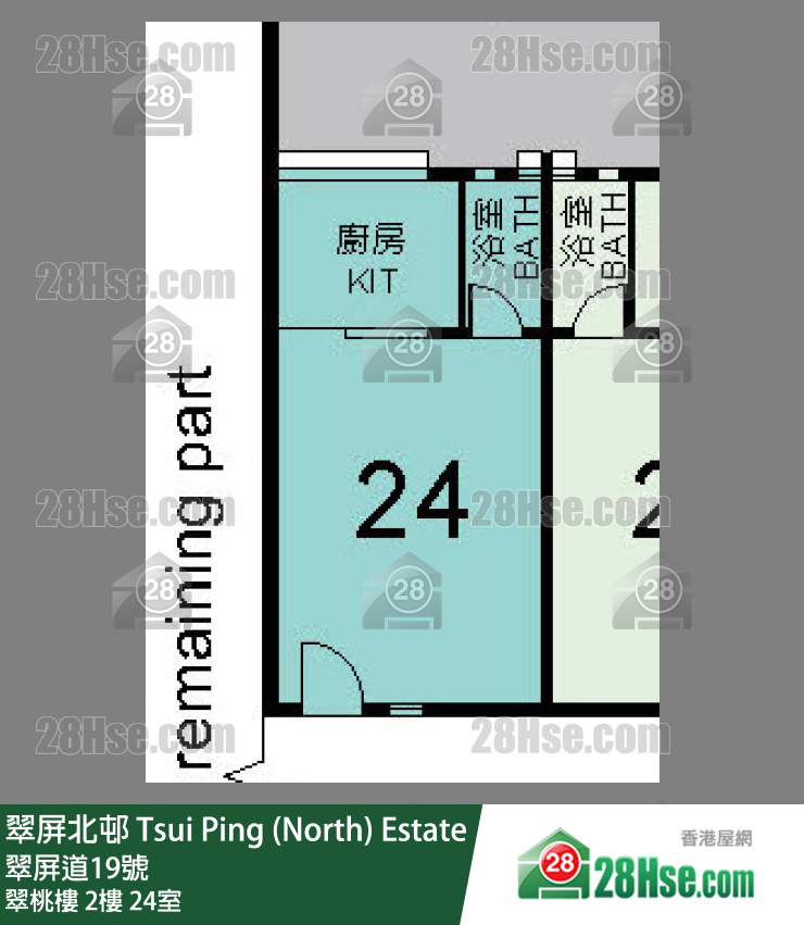 翠屏北邨 翠桃樓2樓 24室 平面圖