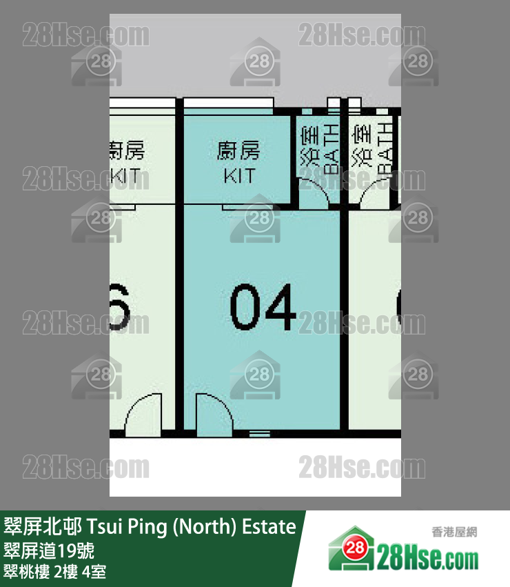 翠屏北邨 翠桃樓2樓 4室 平面圖