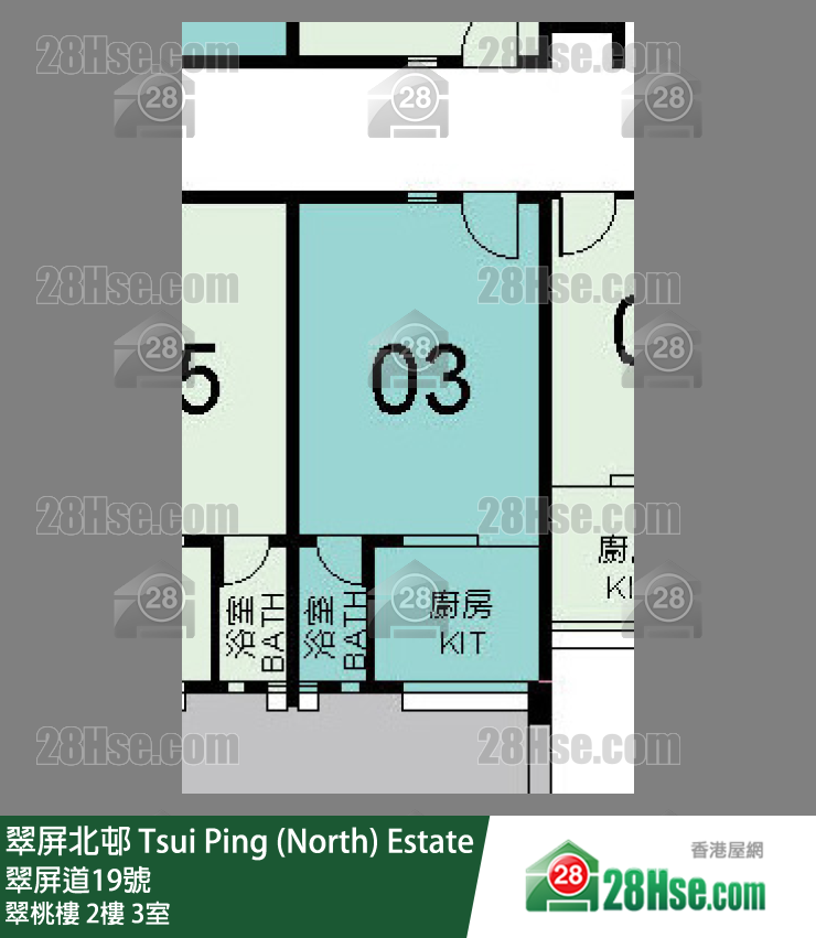 翠屏北邨 翠桃樓2樓 3室 平面圖
