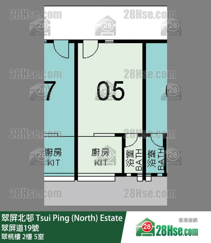 翠屏北邨 翠桃樓2樓 5室 平面圖