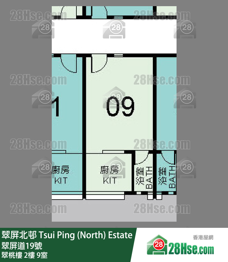翠屏北邨 翠桃樓2樓 9室 平面圖