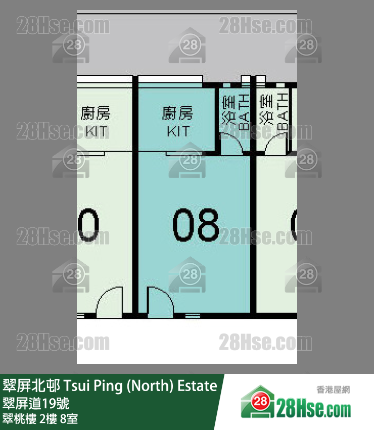 翠屏北邨 翠桃樓2樓 8室 平面圖