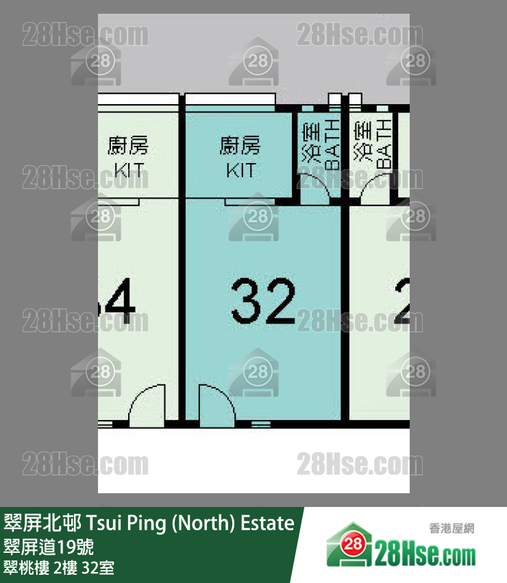 翠屏北邨 翠桃樓2樓 32室 平面圖