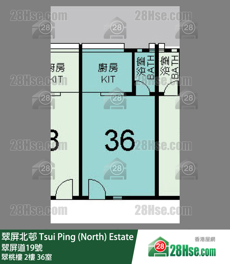 翠屏北邨 翠桃樓2樓 36室 平面圖