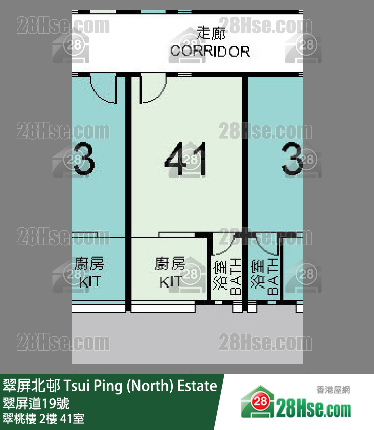 翠屏北邨 翠桃樓2樓 41室 平面圖