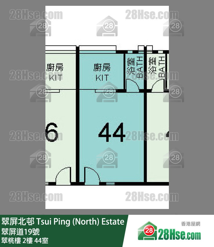 翠屏北邨 翠桃樓2樓 44室 平面圖