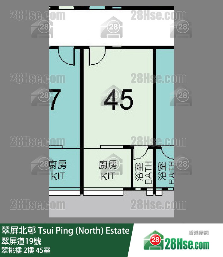 翠屏北邨 翠桃樓2樓 45室 平面圖