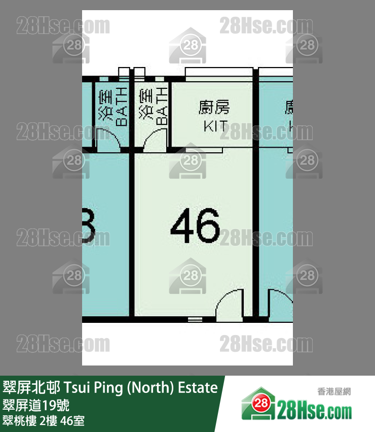 翠屏北邨 翠桃樓2樓 46室 平面圖