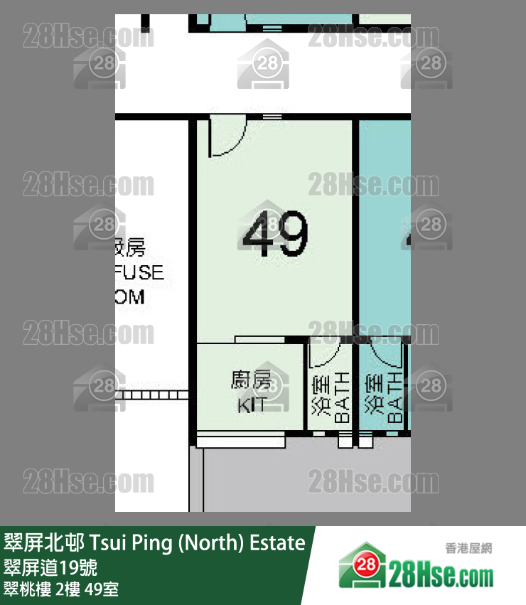 翠屏北邨 翠桃樓2樓 49室 平面圖