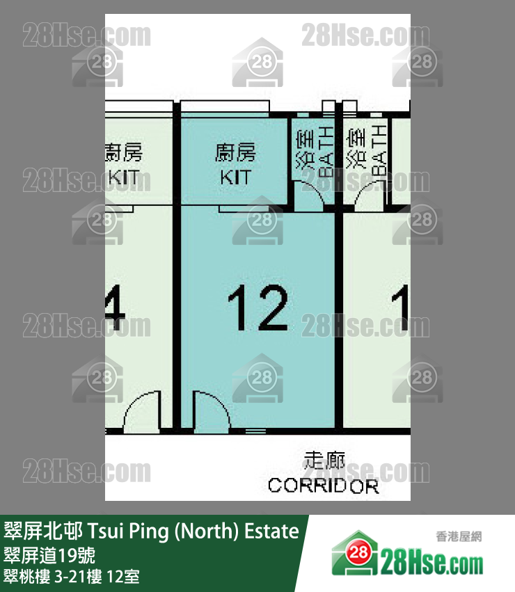 翠屏北邨 翠桃樓17樓 12室 平面圖