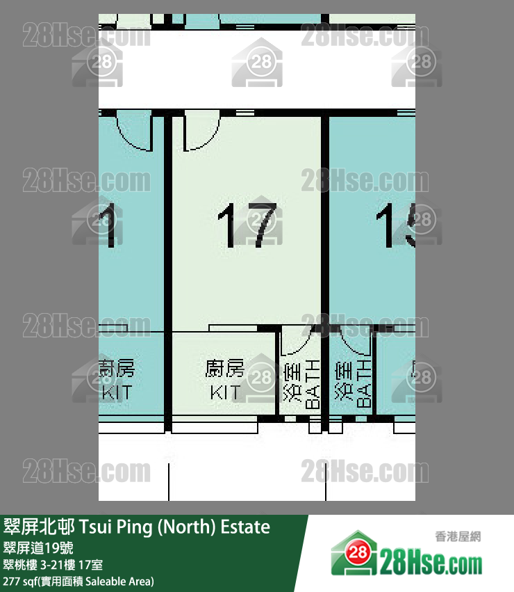 翠屏北邨 翠桃樓14樓 17室 平面圖