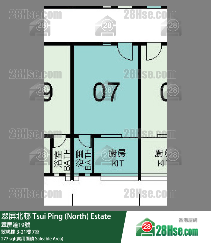 翠屏北邨 翠桃樓12樓 7室 平面圖