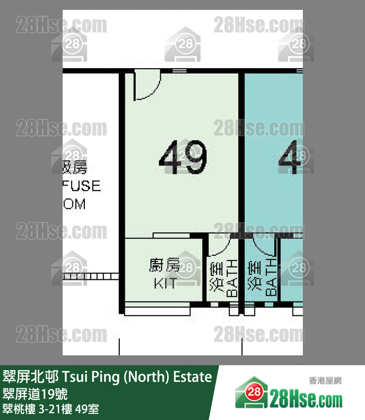 翠屏北邨 翠桃樓 7樓 49室 平面圖