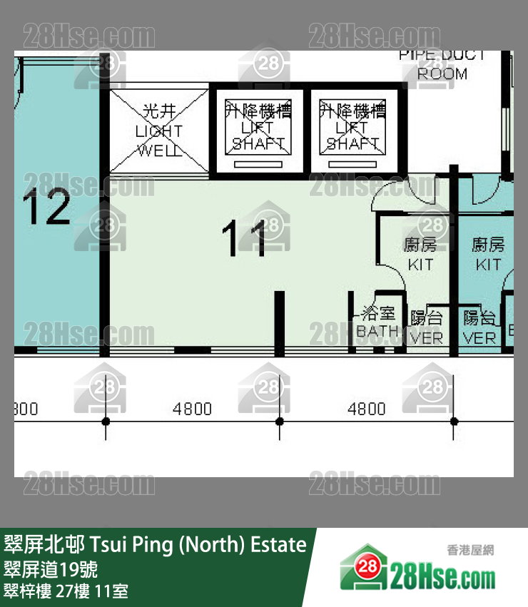 翠屏北邨 翠梓樓27樓 11室 平面圖