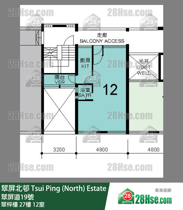 翠屏北邨 翠梓樓27樓 12室 平面圖