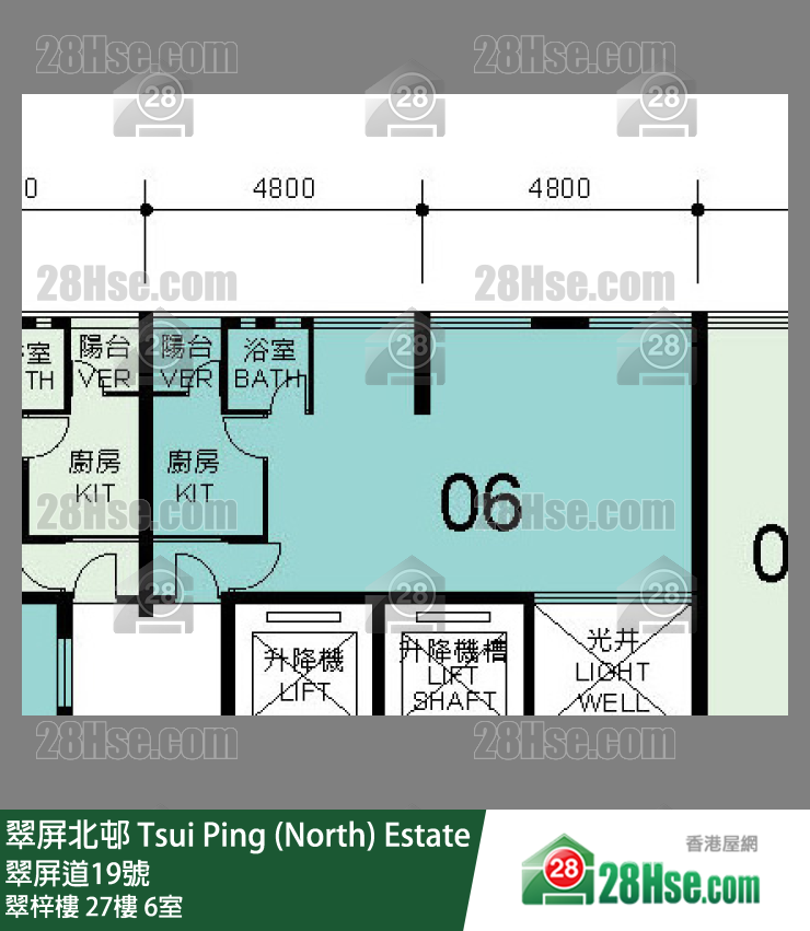 翠屏北邨 翠梓樓27樓 6室 平面圖