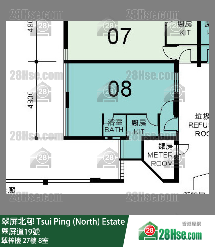 翠屏北邨 翠梓樓27樓 8室 平面圖
