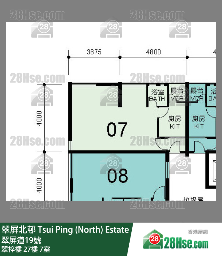 翠屏北邨 翠梓樓27樓 7室 平面圖