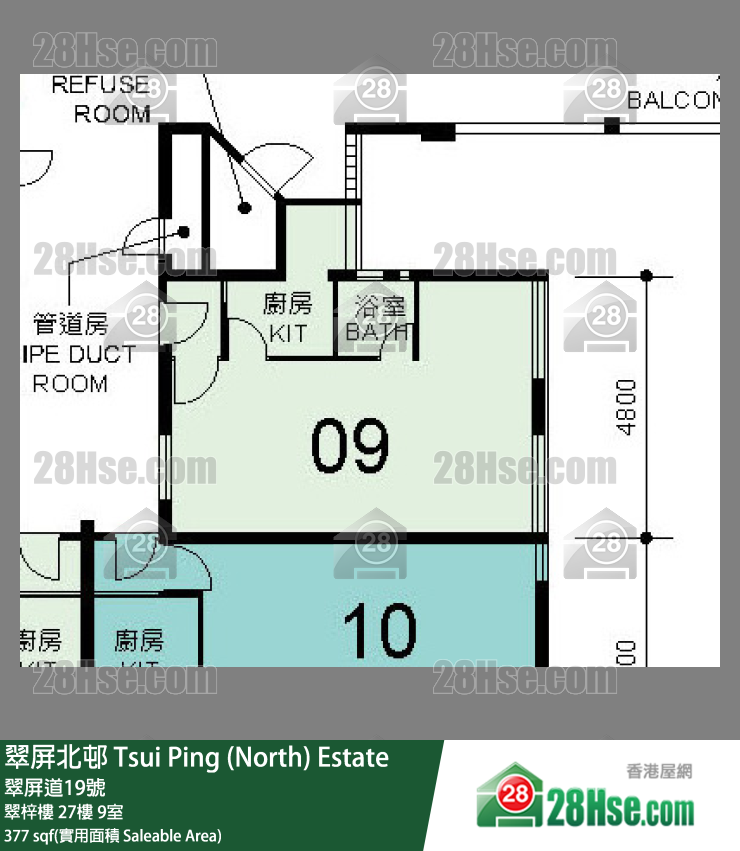 翠屏北邨 翠梓樓 27樓 9室 平面圖