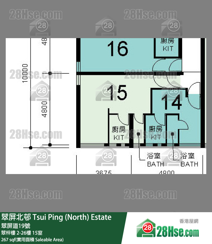 翠屏北邨 翠梓樓 24樓 15室 平面圖