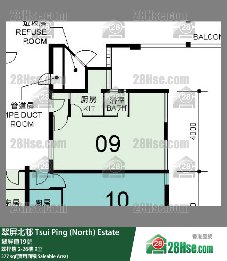 翠屏北邨 翠梓樓14樓 9室 平面圖