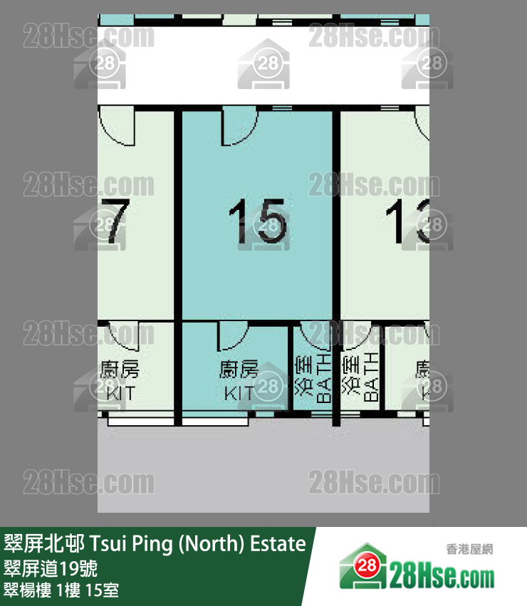 翠屏北邨 翠楊樓1樓 15室 平面圖
