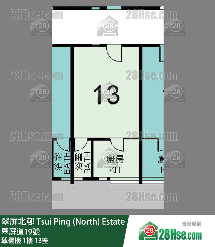 翠屏北邨 翠楊樓1樓 13室 平面圖