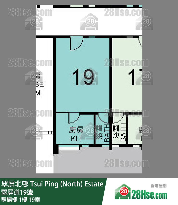 翠屏北邨 翠楊樓1樓 19室 平面圖