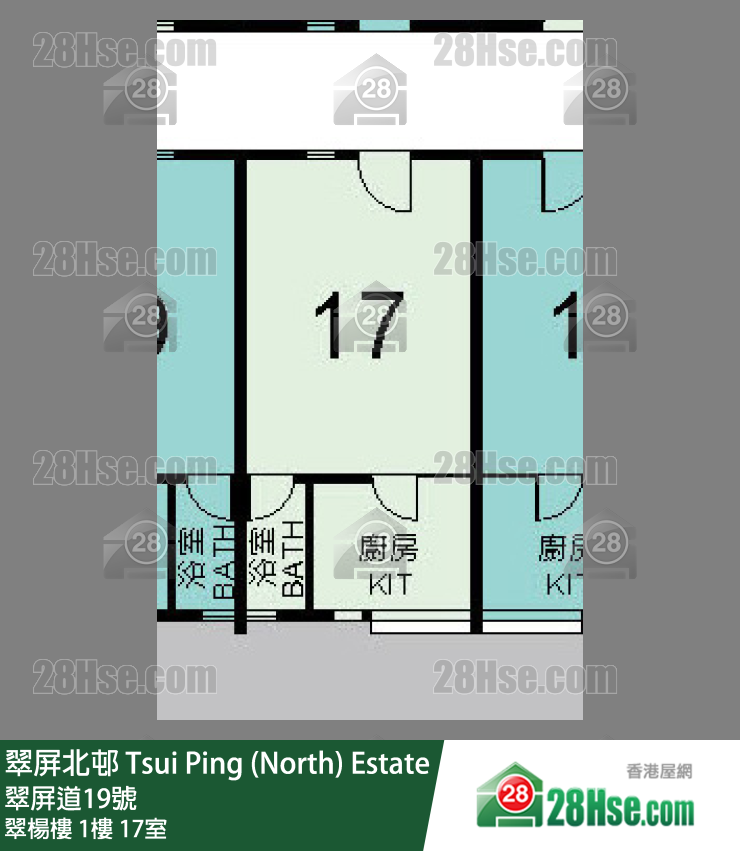 翠屏北邨 翠楊樓1樓 17室 平面圖