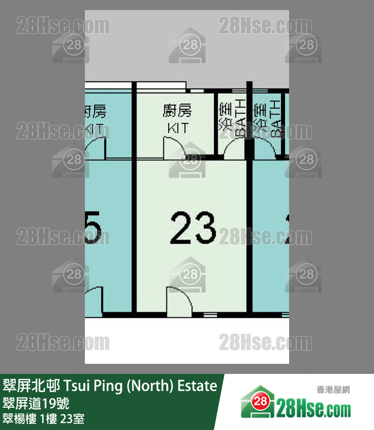 翠屏北邨 翠楊樓1樓 23室 平面圖
