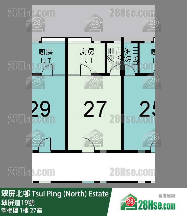 翠屏北邨 翠楊樓1樓 27室 平面圖