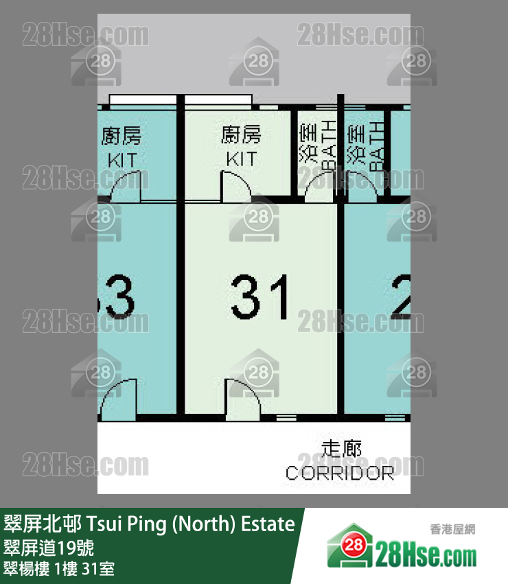 翠屏北邨 翠楊樓1樓 31室 平面圖