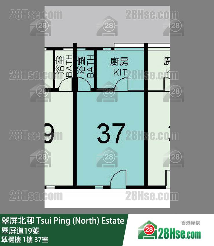 翠屏北邨 翠楊樓1樓 37室 平面圖