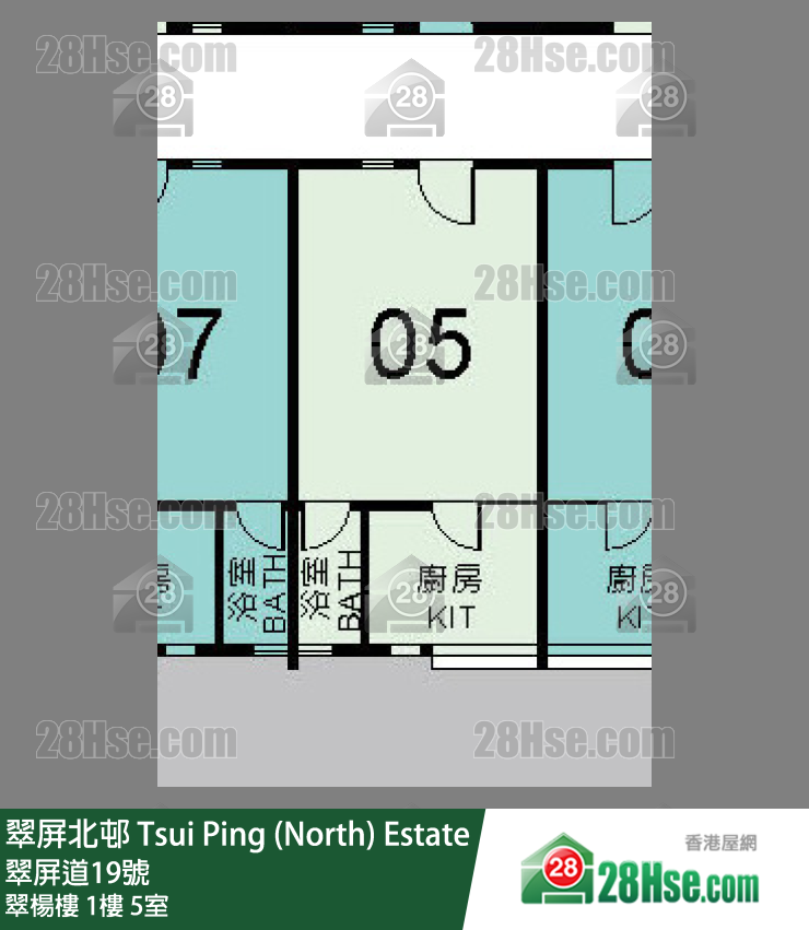 翠屏北邨 翠楊樓1樓 5室 平面圖