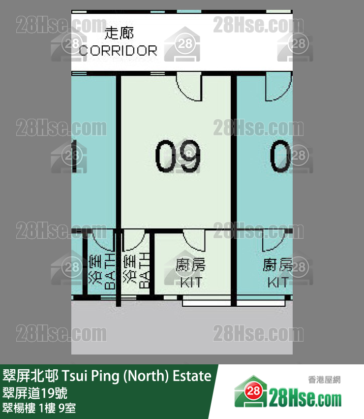 翠屏北邨 翠楊樓1樓 9室 平面圖