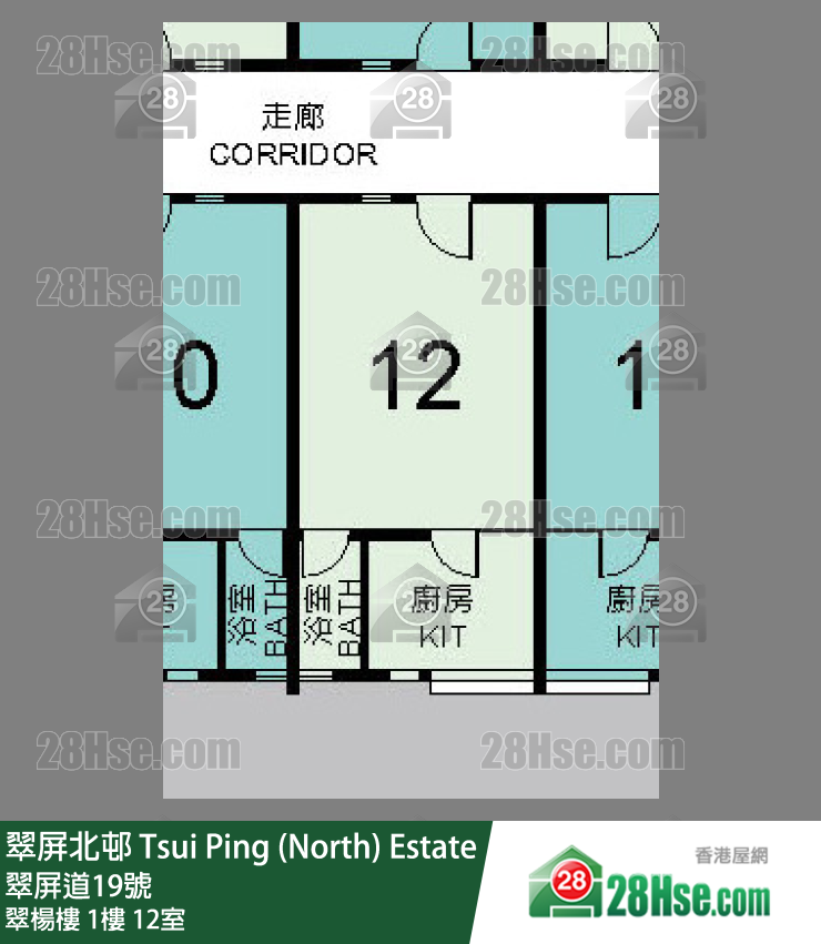 翠屏北邨 翠楊樓1樓 12室 平面圖