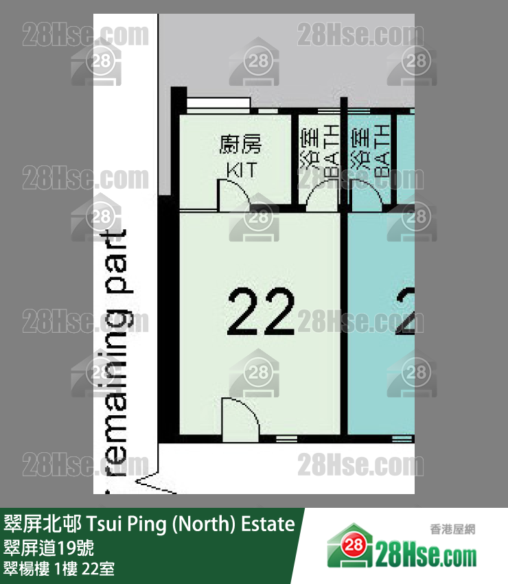 翠屏北邨 翠楊樓1樓 22室 平面圖