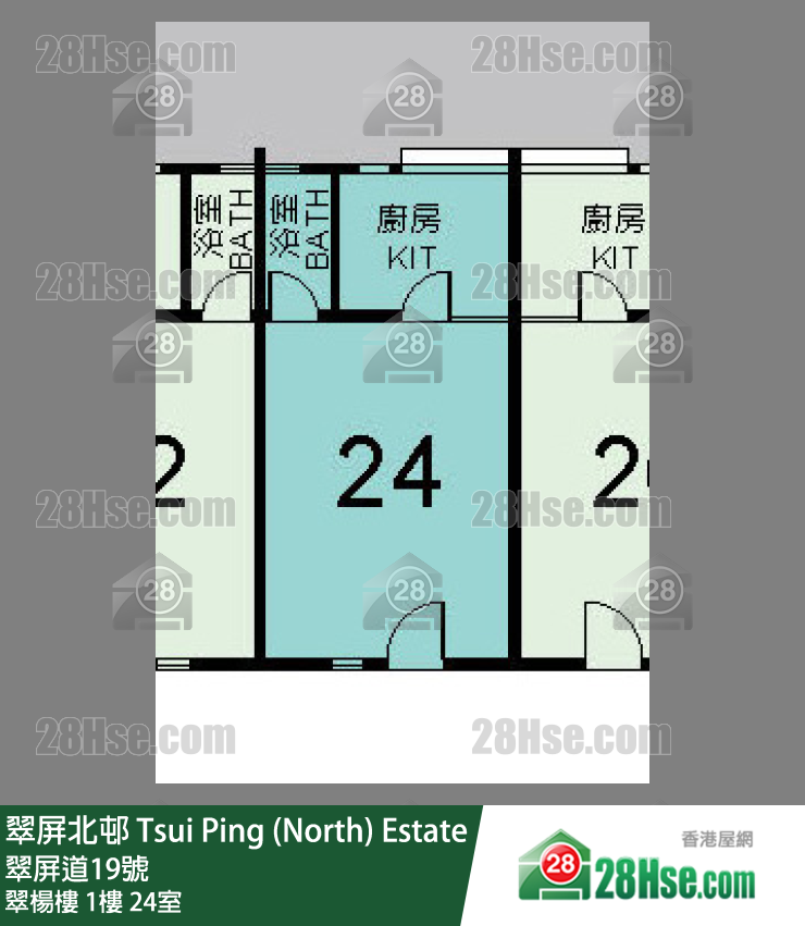 翠屏北邨 翠楊樓1樓 24室 平面圖
