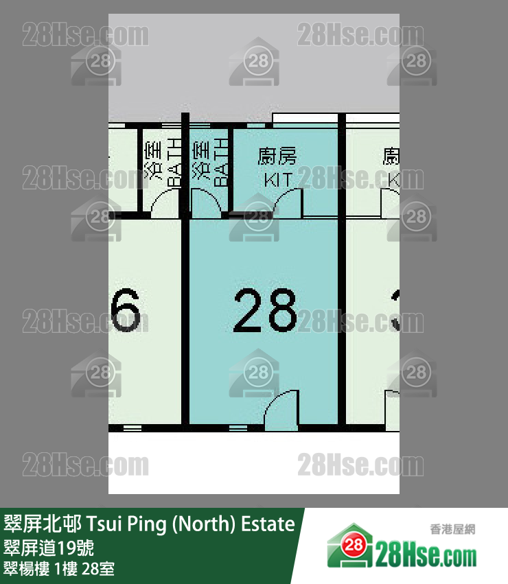 翠屏北邨 翠楊樓1樓 28室 平面圖