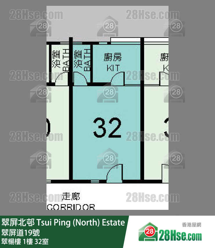 翠屏北邨 翠楊樓1樓 32室 平面圖