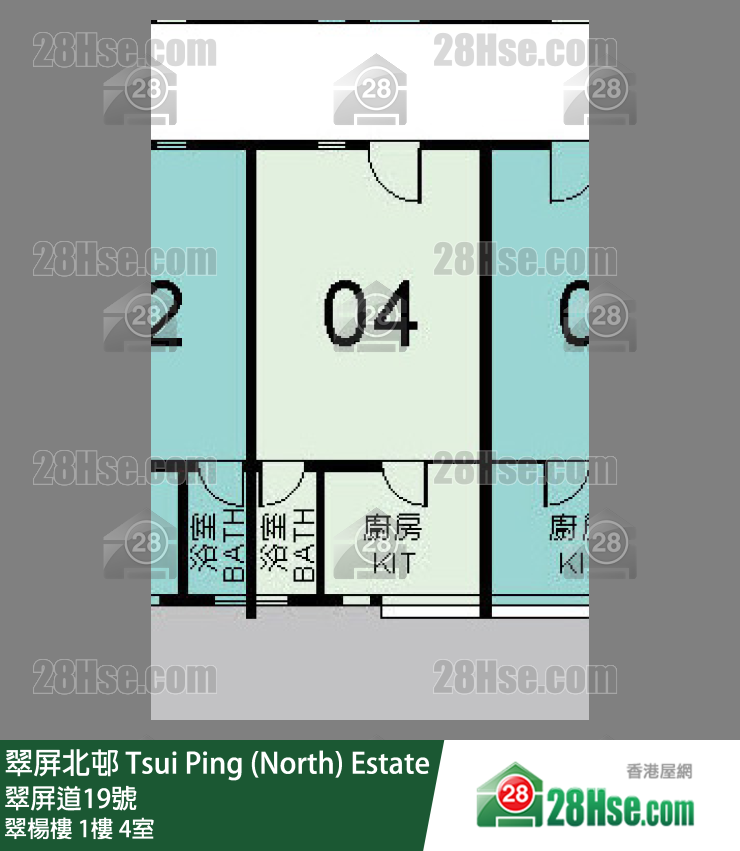 翠屏北邨 翠楊樓1樓 4室 平面圖