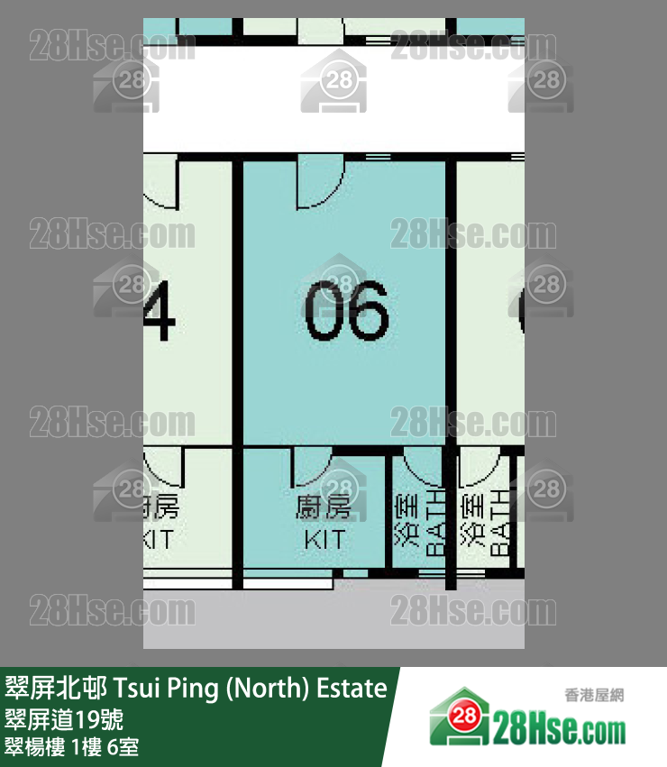 翠屏北邨 翠楊樓 1樓 6室 平面圖