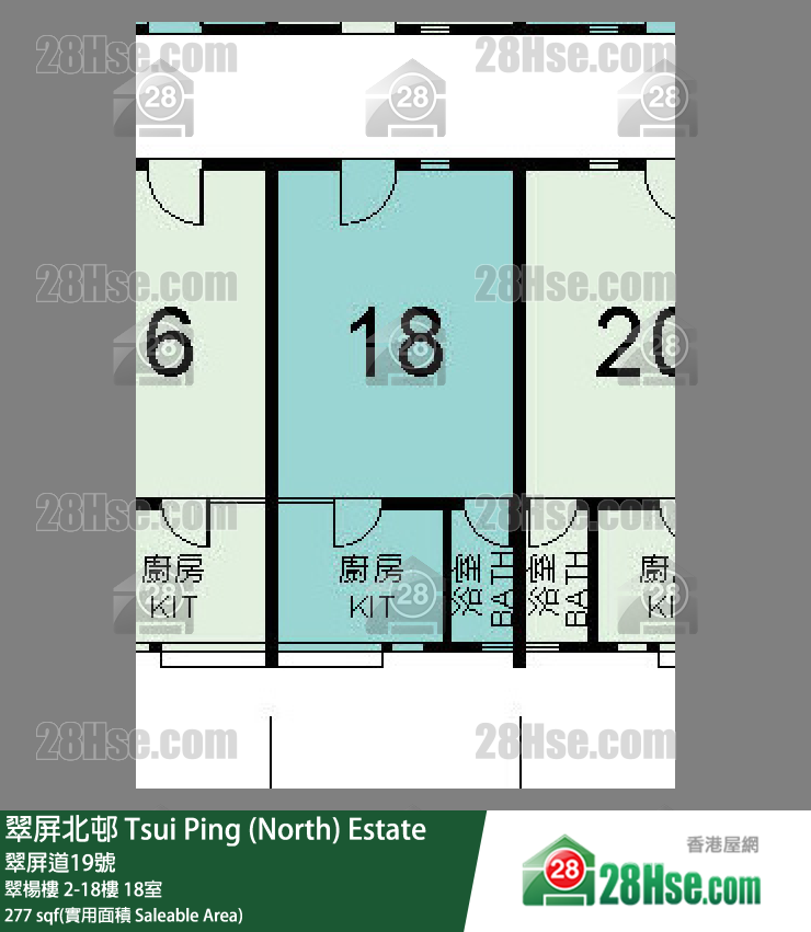 翠屏北邨 翠楊樓12樓 18室 平面圖