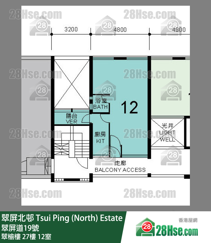 翠屏北邨 翠榆樓27樓 12室 平面圖