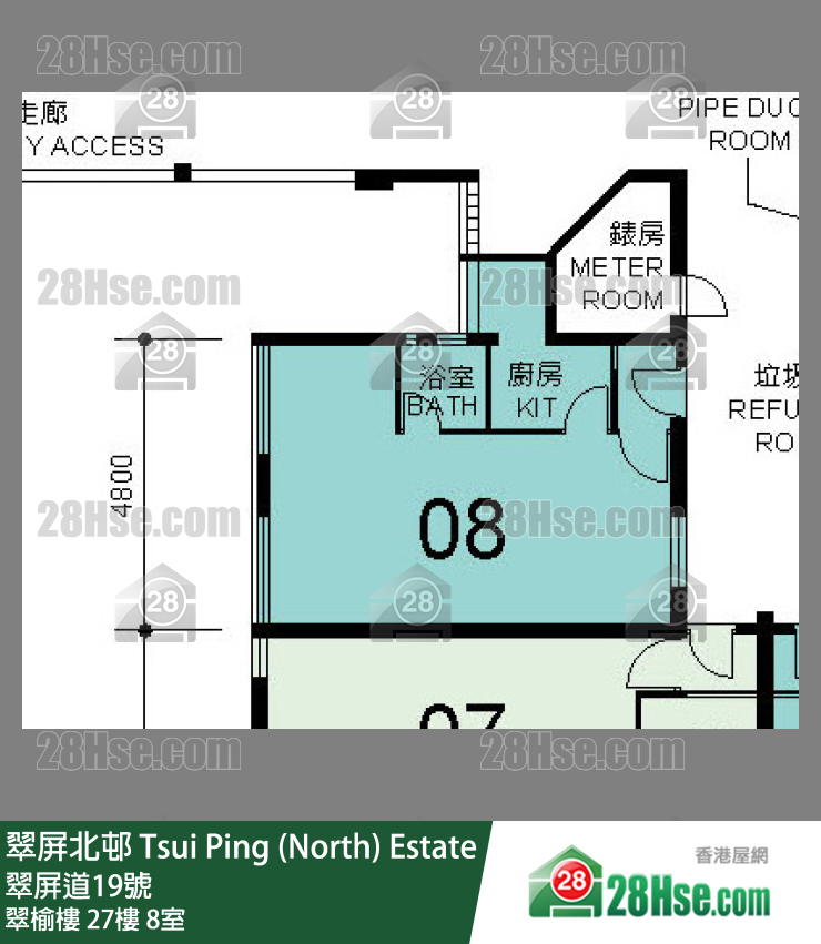 翠屏北邨 翠榆樓27樓 8室 平面圖