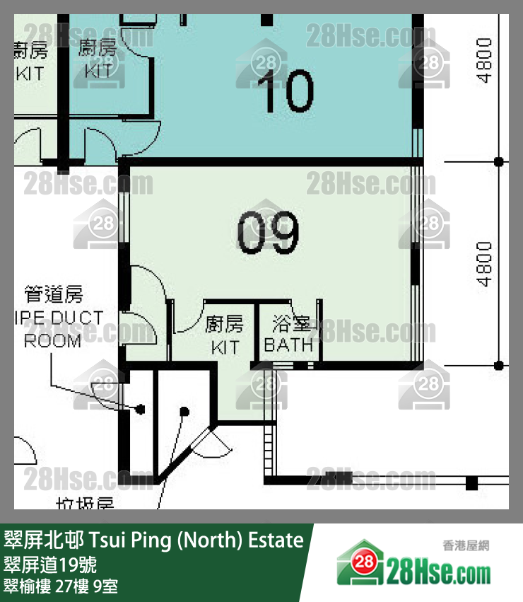 翠屏北邨 翠榆樓27樓 9室 平面圖