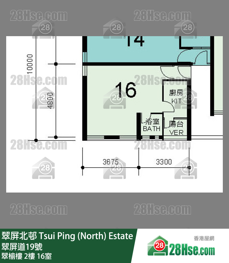 翠屏北邨 翠榆樓2樓 16室 平面圖